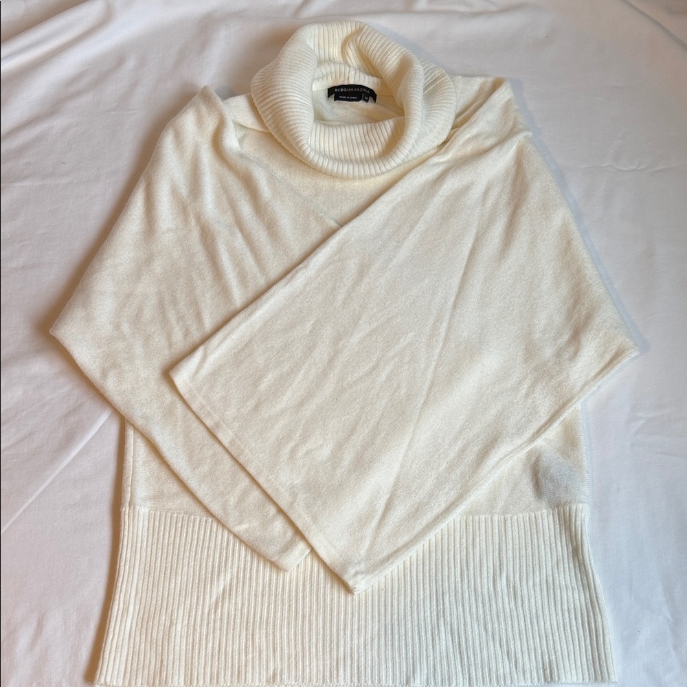 BCBGMaxAzria Cream Cowl Neck Sweater
